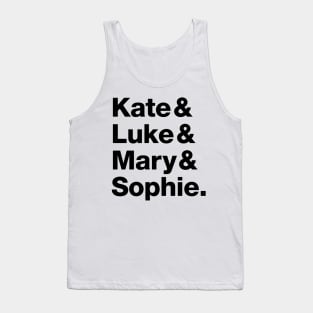 Batwoman Character Names (Black) - Kate Kane, Luke Fox, Mary Hamilton and Sophie Moore Tank Top